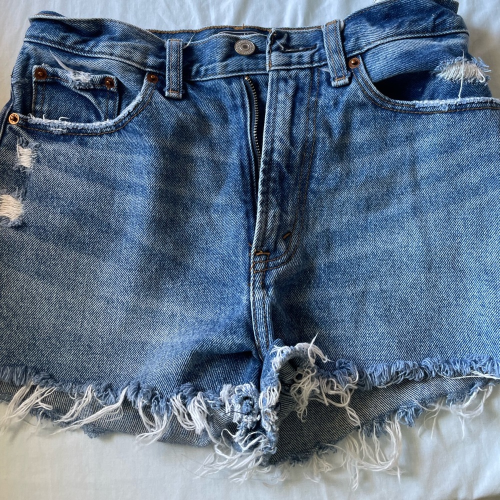 Abercrombie and Fitch Distressed Blue Shorts